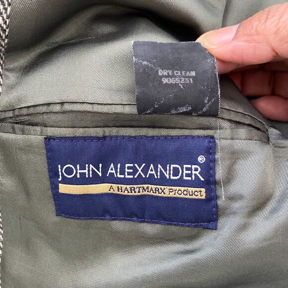 John Alexander Men’s Gray Tweed Herringbone Wool Sport Coat Blazer Jacket 46R - Picture 3 of 13